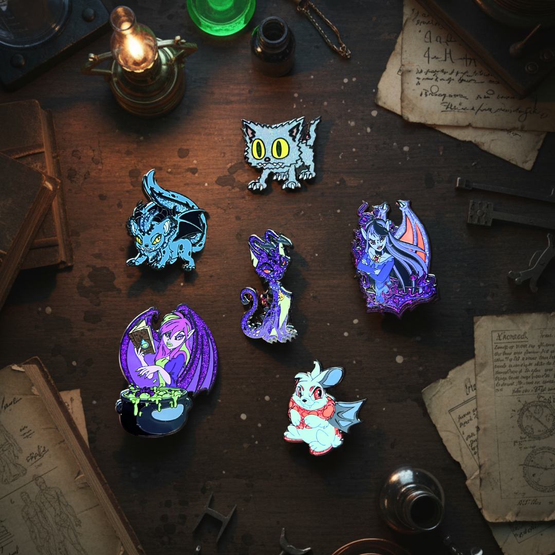 Darkest Faerie Bust Pin, Neopets