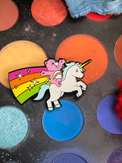 Unicorn Cheer Bear Pride Pin, Care Bears