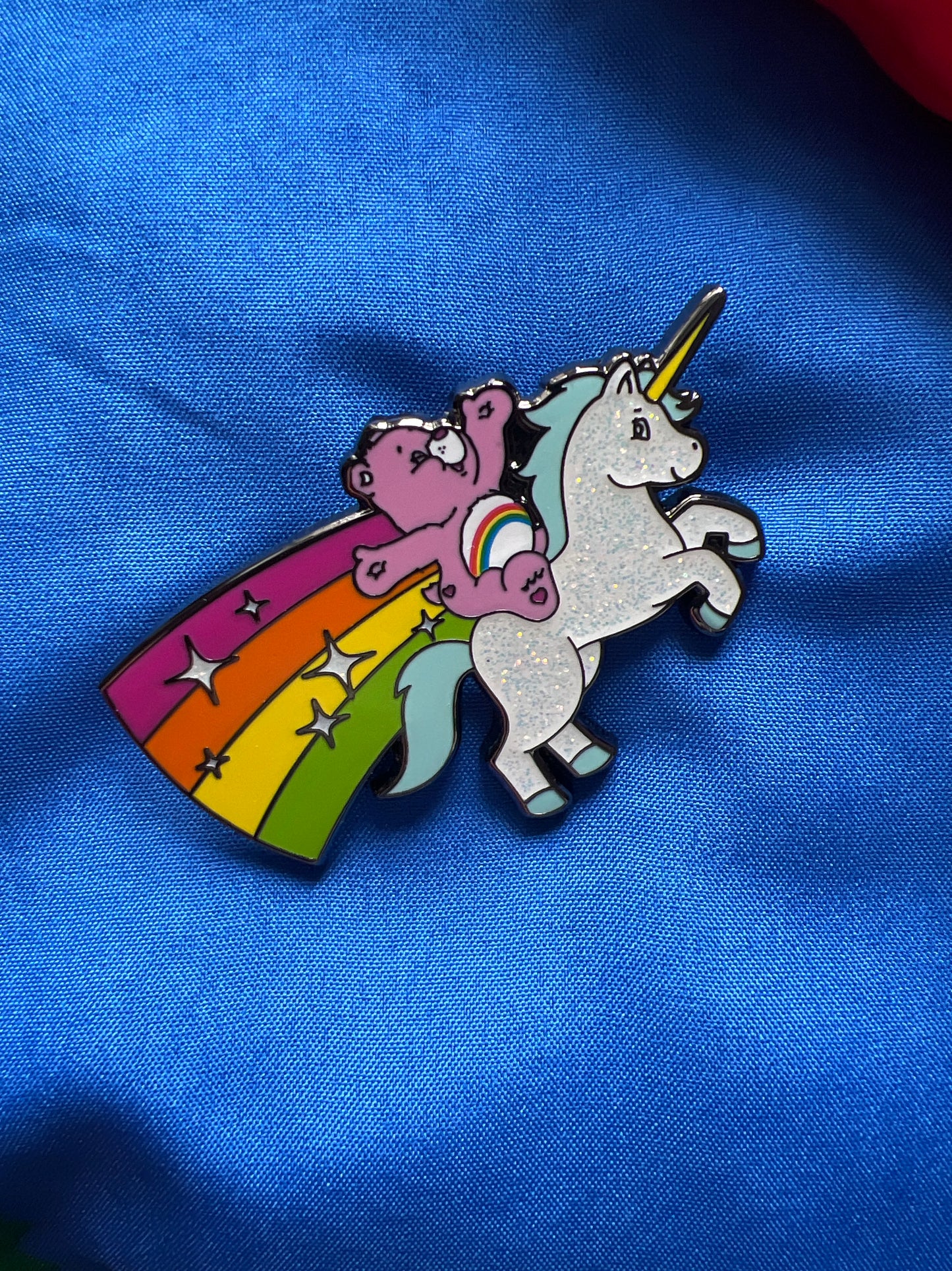 Unicorn Cheer Bear Pride Pin, Care Bears